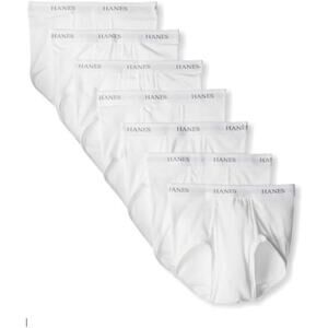 New 7 Pack Hanes Mens Large White 100% Cotton Comfort Tagless Briefs Underwear
